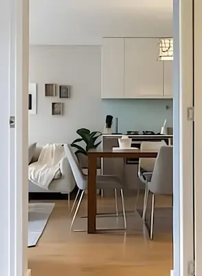 a kitchen and dining room with a table and chairs at Provenza Life 603 - Chic Urban Retreat in El Poblado