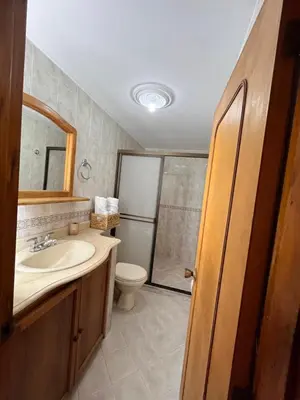 a bathroom with a sink and a toilet at Amplio apartamento Guayabal cerca aeropuerto Olaya Herrera in Medellín