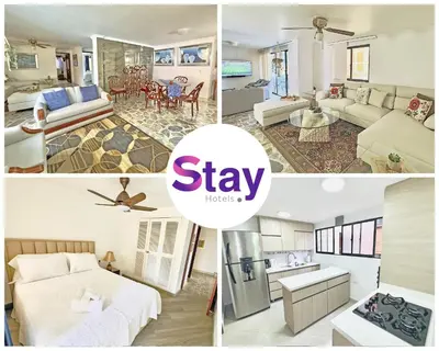 a collage of photos of a living room and a house at Apartamento Stay Medellín Laureles in Medellín