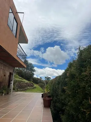a house with a potted plant next to a building at Casa Alma in Guarne