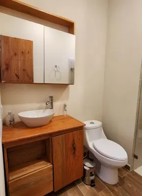 a bathroom with a sink and a toilet at Casa Colonial Jericó - Casa Romo in Jericó