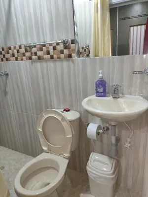 a bathroom with a toilet and a sink at Hospedaje Bonanza in Santa Fe de Antioquia