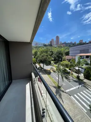 a balcony of a building with a view of a street at Apartment with a balcony El Tesoro in Medellín