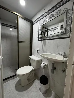a bathroom with a toilet and a sink at Apartamento Rosa colonial in Medellín