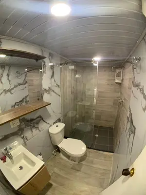 a bathroom with a toilet and a shower and a sink at Hotel Santorini la 70 in Medellín
