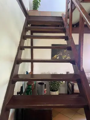 a wooden staircase with some plants on it at Finca el Majagual in Guatapé