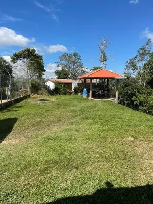a yard with a gazebo and a grass field at CASA FINCA San Rque Antioquia in San Roque