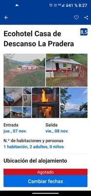 a collage of pictures of a picnic table and a fire at Casa de descansó la pradera
