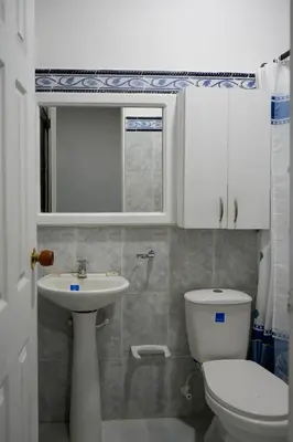 a small bathroom with a toilet and a sink at Casa Hotel Villa Sabrosura in Mariquita