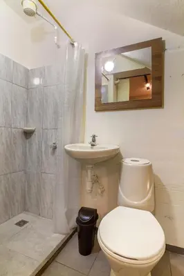 a bathroom with a toilet and a sink and a shower at Envigado Centro Piso 1 in Envigado
