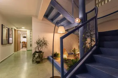 a staircase in a house with plants on it at 202 Modern Stay in Laureles Area Cozy Balcony AC in Medellín