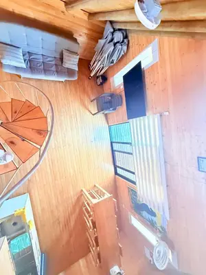 an overhead view of a room with a wooden floor at Glamping en Rionegro in Rionegro
