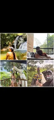 a collage of pictures of people and a waterfall at San Sebastián barbosa in Barbosa