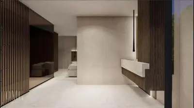 a room with a hallway with a bed and a room with at Moderno y luminoso apartamento de 3 habitaciones 314 in Medellín