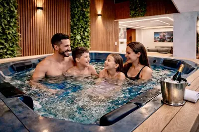 a group of people in a hot tub at Exclusive house in the Malibu sector in Medellín