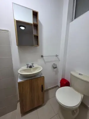 a bathroom with a toilet and a sink at Apartamento completo cerca del estadio in Medellín