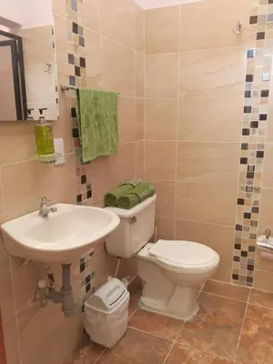 a bathroom with a toilet and a sink at La Arboleda Apartamento in Manizales