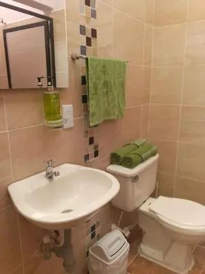 a bathroom with a white sink and a toilet at La Arboleda Apartamento in Manizales