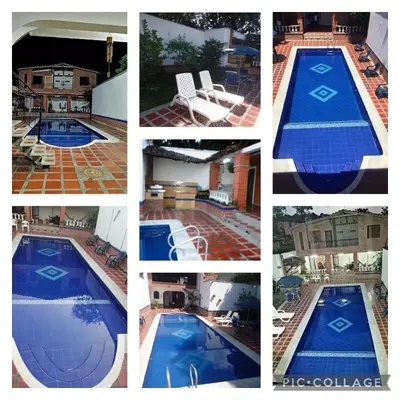 a collage of pictures of a swimming pool at Casa Bora Bora in Sopetran