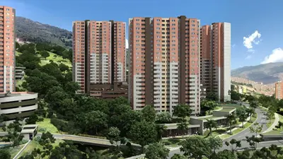 a rendering of a city with tall buildings at Espectacular Habitacion Privada en Apartamento in Medellín