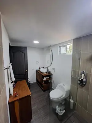 a bathroom with a toilet and a sink at Villa with pool, jacuzzi, Turkish bath, BBQ, kiosk, and green area in Sopetran