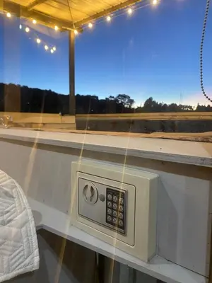 a microwave in a window with a view at Nakawe Guatape in Guatapé