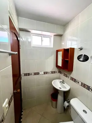 a bathroom with a sink and a toilet at Hotel Restaurante La Costica Dulce in San Carlos