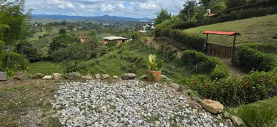 a garden with rocks and a cactus on a hill at El Encanto - El Peñol in Chiquinquirá