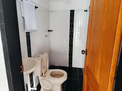 a small bathroom with a toilet and a sink at Finca Tasnia in Chiquinquirá