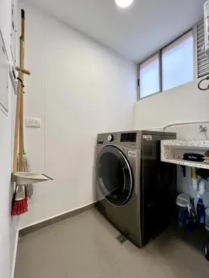 a kitchen with a washing machine in a room at PANORÁMIKA - Unique 1BD 1 and half Bath Best views Long term in Medellín