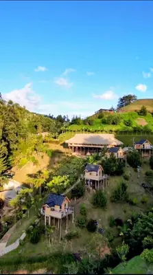 an aerial view of a house in a field at Konkor Aldea in Chiquinquirá
