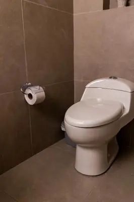 a bathroom with a toilet and a roll of toilet paper at The Living Hub in La Dorada