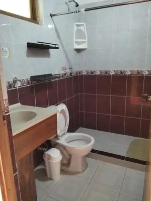 a bathroom with a toilet and a sink at Las Tangaras Reserve