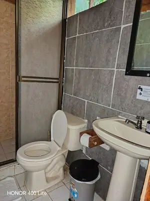 a bathroom with a toilet and a sink at Reserva El Paujil in Puerto Boyacá