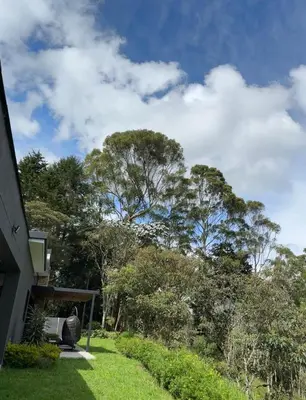 a house with a yard with trees in the background at Linda Vista in Rionegro