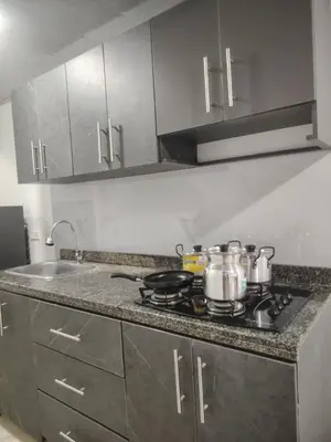a kitchen with a stove and a counter top at Apartaestudio Amoblado Chinchina Caldas in Chinchiná