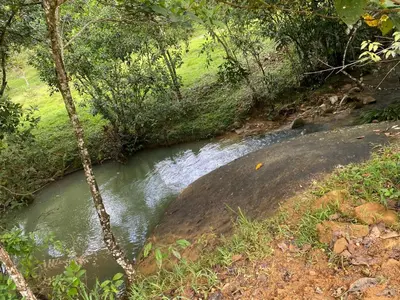 a rope swing hanging over a stream of water at Refugio de Sueños in San Rafael