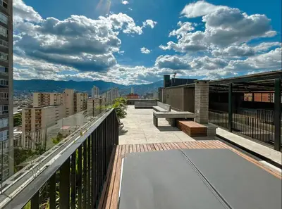 a balcony with a view of the city at Exclusivo Loft de Lujo en Medellín in Medellín