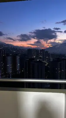 a view of a city skyline at night at Elena house in Medellín