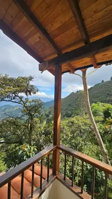 a view from the balcony of a house at Aitana Mágica in Copacabana