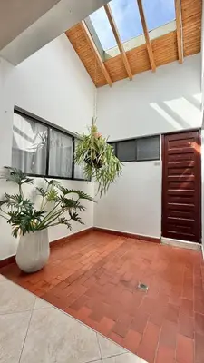 a room with a vase with plants in it at Private room Laureles, Estadio, la 70 Fast WIFI in Medellín