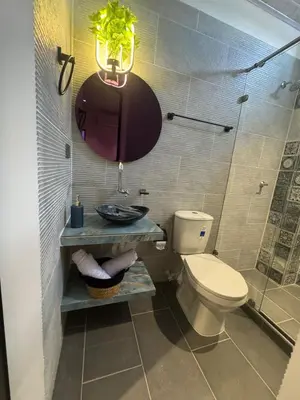 a bathroom with a toilet and a sink at aparta hotel del toro in Puerto Triunfo