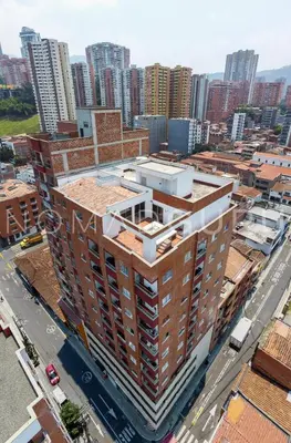 an overhead view of a tall building in a city at 1101- Cozy 2BR Apartment near Sabaneta Park in Sabaneta