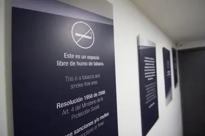 a wall with a sign in a room at Element Hotel in Medellín