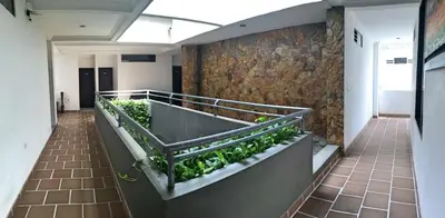 a corridor with a bunch of plants in a wall at Monteverde Hotel in La Dorada