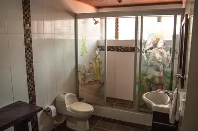 a bathroom with a toilet and a sink at Hotel El Virrey Boutique Honda in Honda