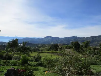 a view of the mountains from a farm at Cabañas y Flores in Jericó