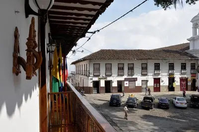 a view of a street from a balcony of a building at Las Marías Family Home - Urbano & Campestre in Salamina