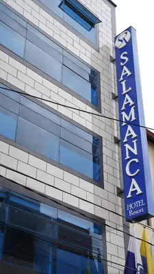 a hotel sign on the side of a building at Hotel Salamanca Resort in Itagüí