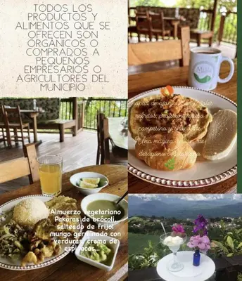 a collage of pictures of food on a table at Monte Mágico in Támesis